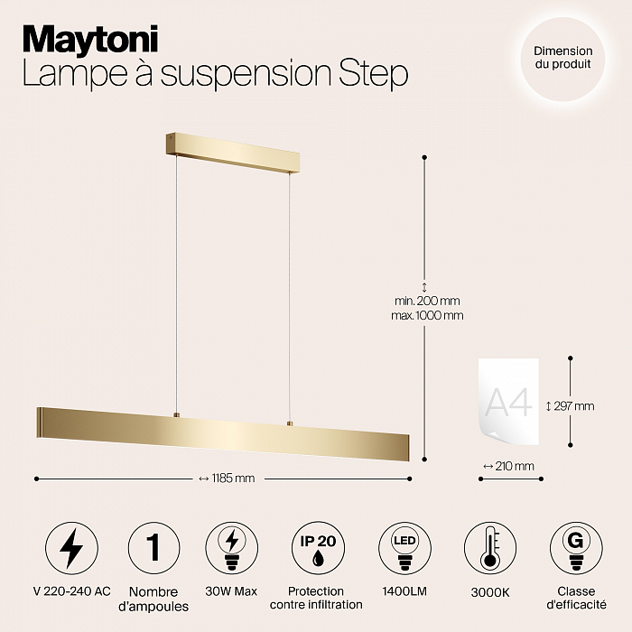 Светильник Maytoni P010PL-L30G3K